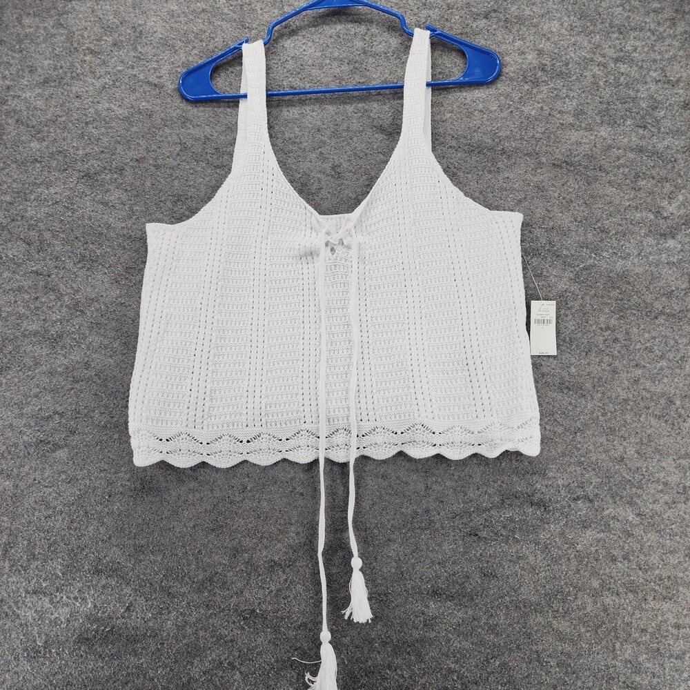 Old Navy Crop Top Womens Large White Crochet Sleeveless